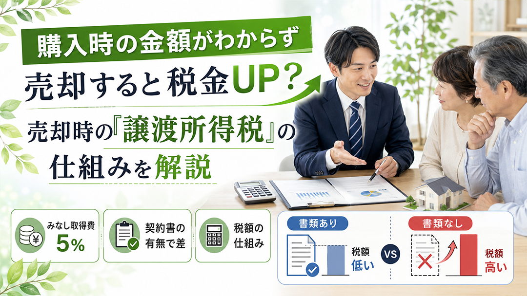 購入時の金額がわからず売却すると税金UP?売却時の「譲渡所得税」の仕組みを解説